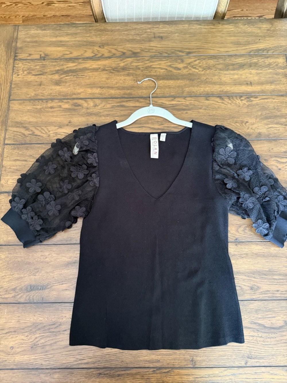 Dolan Dark Brown Ribbed V-Neck Top